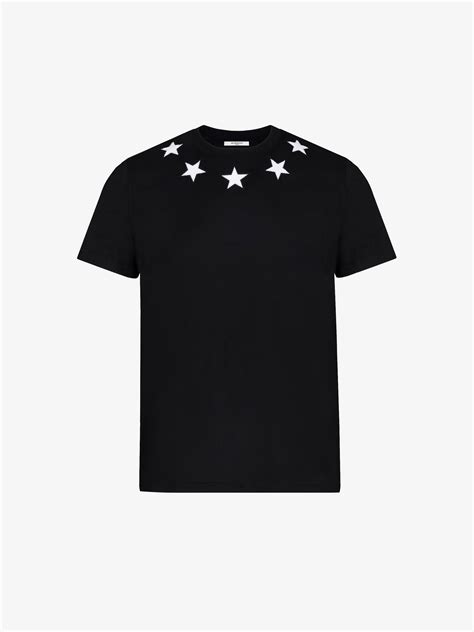 givenchy black shirt white stars|givenchy signature t shirt.